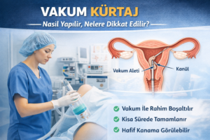 Vakum kürtaj işlemi sırasında rahim içinin vakum yöntemi ile boşaltılması
